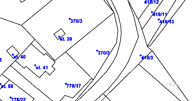 Parcela st. 370/2 v KÚ Bílá u Sedla, Katastrální mapa