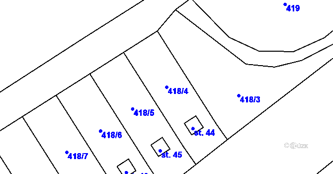 Parcela st. 418/4 v KÚ Bílá u Sedla, Katastrální mapa