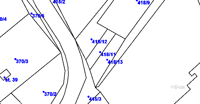 Parcela st. 418/11 v KÚ Bílá u Sedla, Katastrální mapa