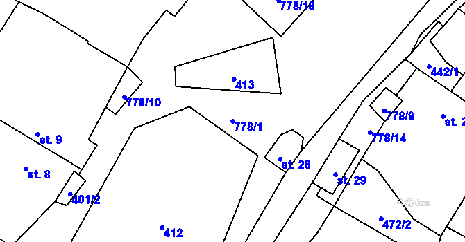 Parcela st. 778/1 v KÚ Bílá u Sedla, Katastrální mapa
