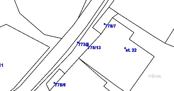 Parcela st. 778/13 v KÚ Bílá u Sedla, Katastrální mapa