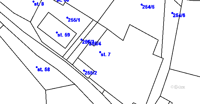 Parcela st. 7 v KÚ Lhota u Sedla, Katastrální mapa