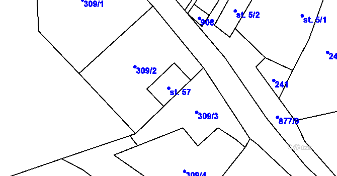 Parcela st. 57 v KÚ Lhota u Sedla, Katastrální mapa