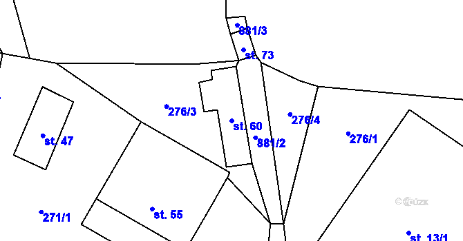 Parcela st. 60 v KÚ Lhota u Sedla, Katastrální mapa
