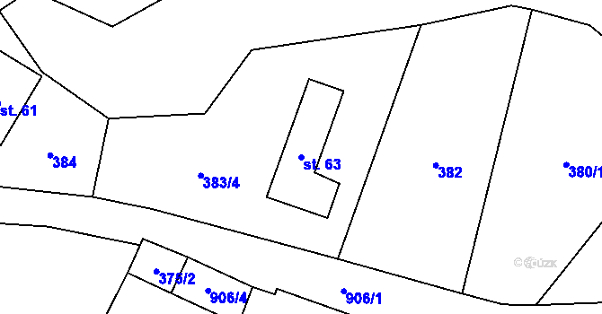 Parcela st. 63 v KÚ Lhota u Sedla, Katastrální mapa