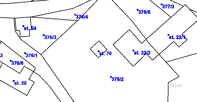 Parcela st. 70 v KÚ Lhota u Sedla, Katastrální mapa