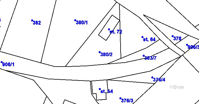 Parcela st. 380/2 v KÚ Lhota u Sedla, Katastrální mapa