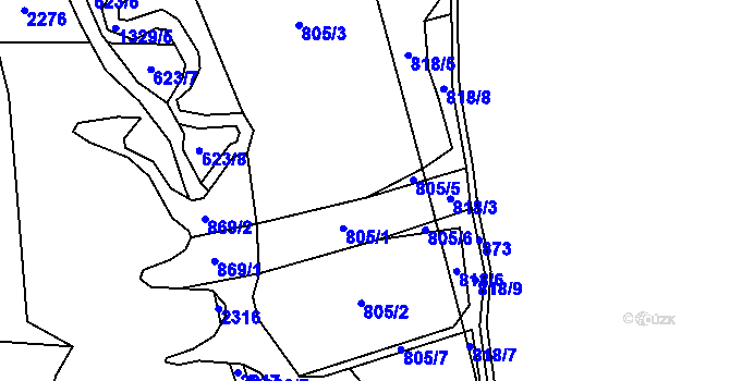Parcela st. 805 v KÚ Lhota u Sedla, Katastrální mapa