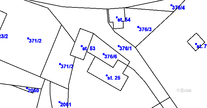 Parcela st. 376/6 v KÚ Lhota u Sedla, Katastrální mapa