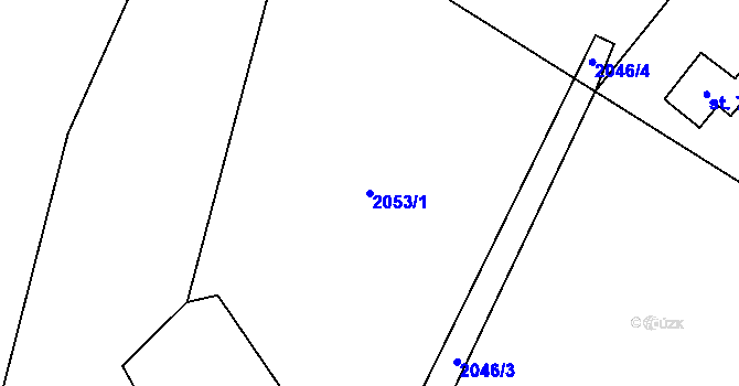 Parcela st. 2053/1 v KÚ Lhota u Sedla, Katastrální mapa