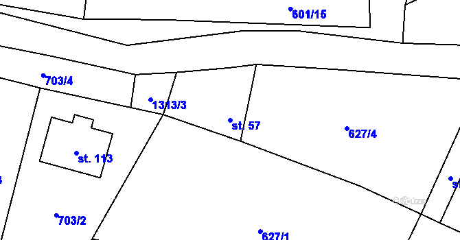 Parcela st. 57 v KÚ Sedlo u Číměře, Katastrální mapa