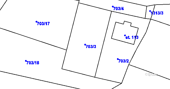 Parcela st. 703/3 v KÚ Sedlo u Číměře, Katastrální mapa