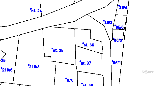 Parcela st. 36 v KÚ Sedlo u Horažďovic, Katastrální mapa