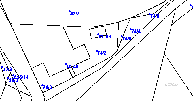 Parcela st. 74/2 v KÚ Sedlo u Horažďovic, Katastrální mapa