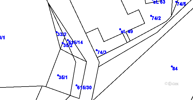Parcela st. 74/3 v KÚ Sedlo u Horažďovic, Katastrální mapa