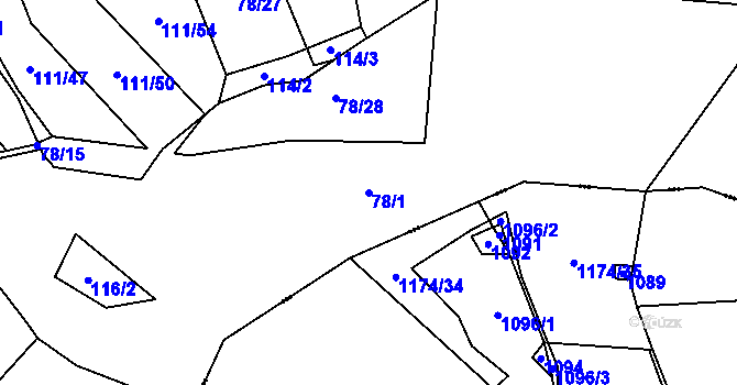 Parcela st. 78/1 v KÚ Sedlo u Horažďovic, Katastrální mapa