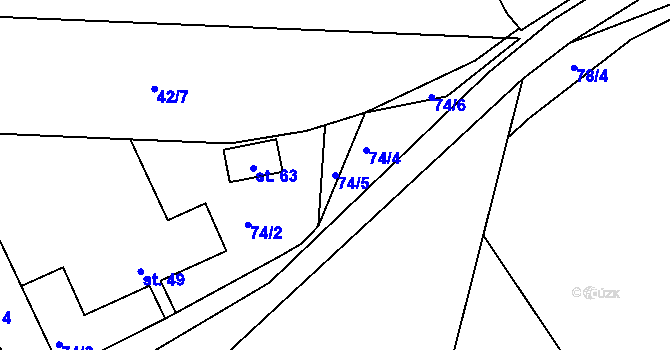 Parcela st. 74/5 v KÚ Sedlo u Horažďovic, Katastrální mapa