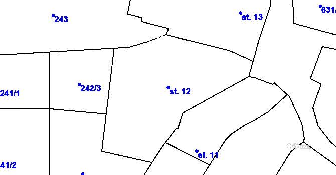 Parcela st. 12 v KÚ Střelskohoštická Lhota, Katastrální mapa
