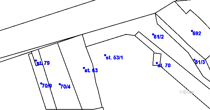 Parcela st. 53/1 v KÚ Střelskohoštická Lhota, Katastrální mapa