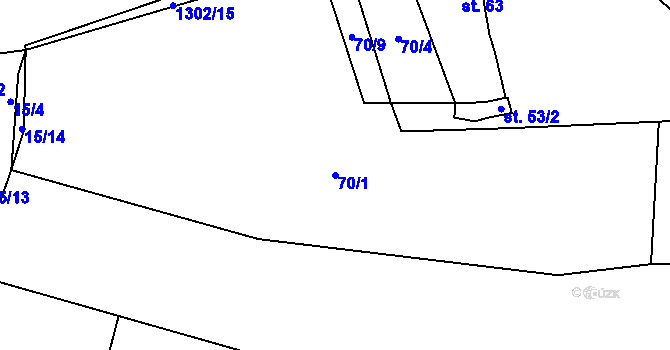 Parcela st. 70/1 v KÚ Střelskohoštická Lhota, Katastrální mapa