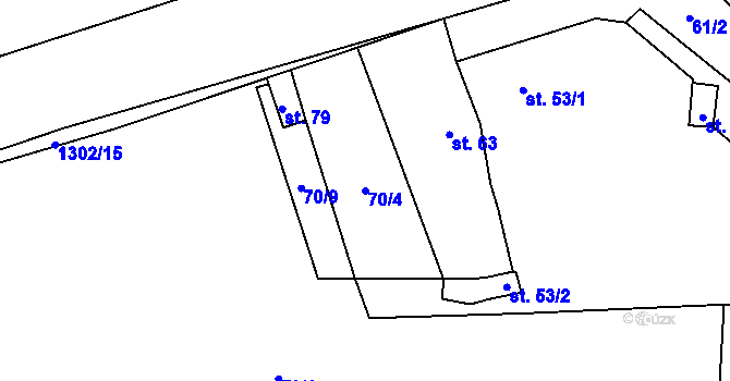 Parcela st. 70/4 v KÚ Střelskohoštická Lhota, Katastrální mapa