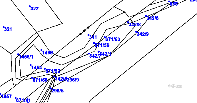 Parcela st. 342/1 v KÚ Střelskohoštická Lhota, Katastrální mapa
