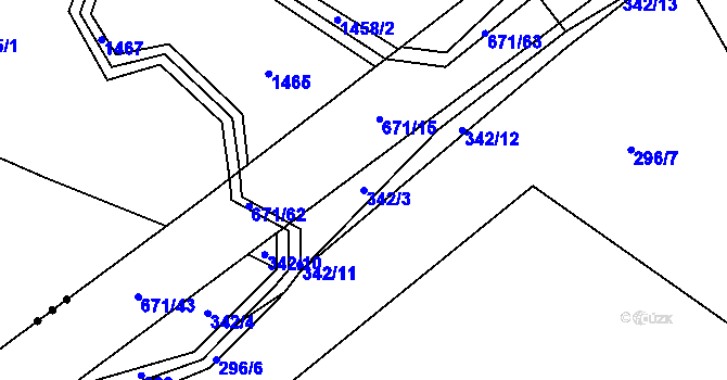 Parcela st. 342/3 v KÚ Střelskohoštická Lhota, Katastrální mapa