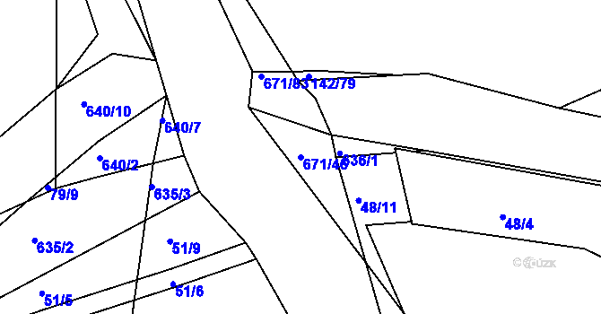Parcela st. 671/46 v KÚ Střelskohoštická Lhota, Katastrální mapa