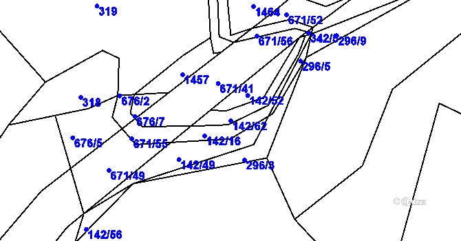 Parcela st. 142/62 v KÚ Střelskohoštická Lhota, Katastrální mapa