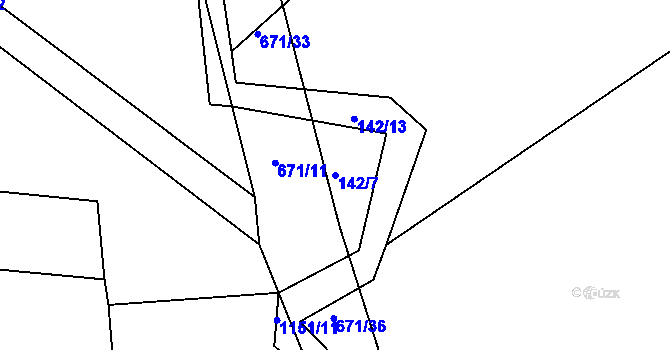 Parcela st. 142/7 v KÚ Střelskohoštická Lhota, Katastrální mapa