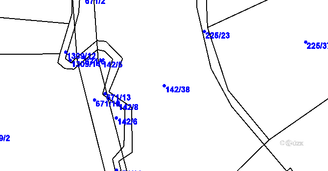 Parcela st. 142/38 v KÚ Střelskohoštická Lhota, Katastrální mapa
