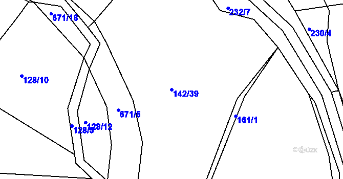 Parcela st. 142/39 v KÚ Střelskohoštická Lhota, Katastrální mapa