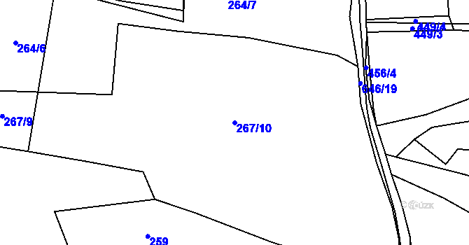 Parcela st. 267/10 v KÚ Střelskohoštická Lhota, Katastrální mapa