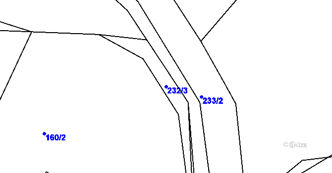 Parcela st. 232/3 v KÚ Střelskohoštická Lhota, Katastrální mapa