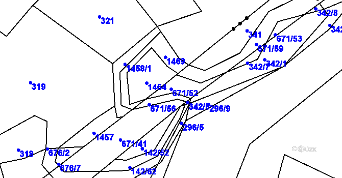 Parcela st. 671/52 v KÚ Střelskohoštická Lhota, Katastrální mapa