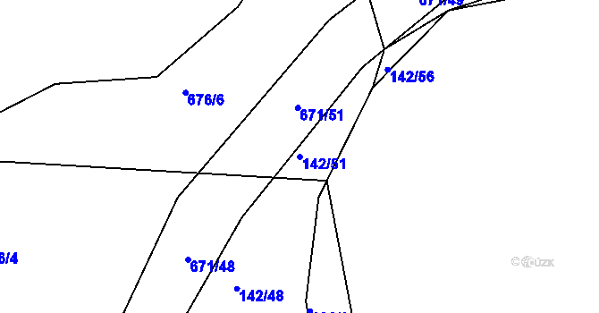 Parcela st. 142/51 v KÚ Střelskohoštická Lhota, Katastrální mapa