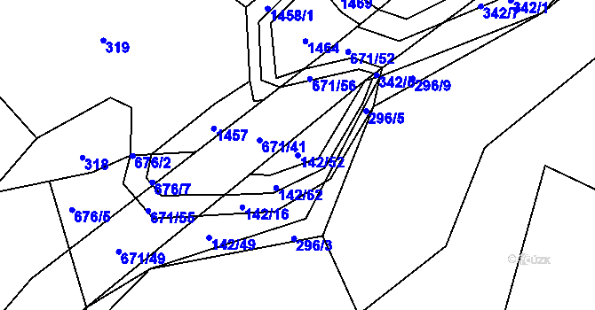 Parcela st. 142/52 v KÚ Střelskohoštická Lhota, Katastrální mapa