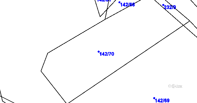 Parcela st. 142/70 v KÚ Střelskohoštická Lhota, Katastrální mapa