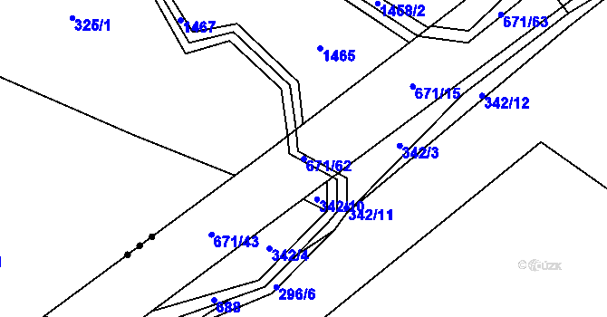 Parcela st. 671/62 v KÚ Střelskohoštická Lhota, Katastrální mapa