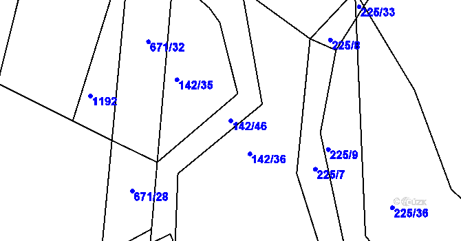 Parcela st. 142/46 v KÚ Střelskohoštická Lhota, Katastrální mapa