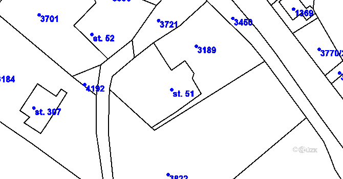 Parcela st. 51 v KÚ Sedloňov, Katastrální mapa