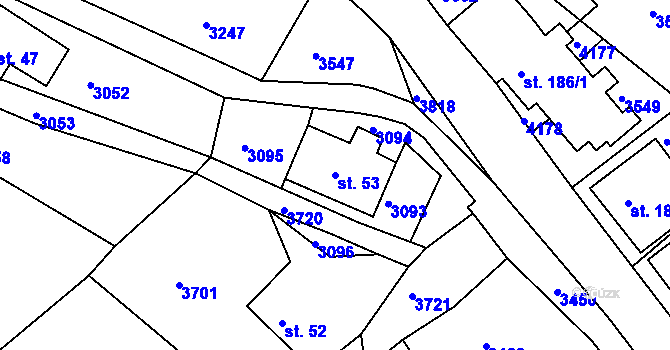 Parcela st. 53 v KÚ Sedloňov, Katastrální mapa