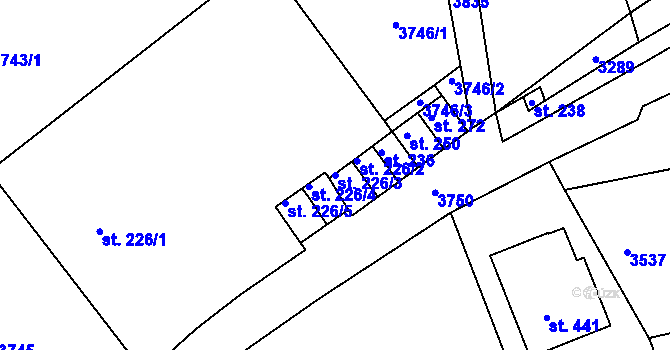 Parcela st. 226/3 v KÚ Sedloňov, Katastrální mapa