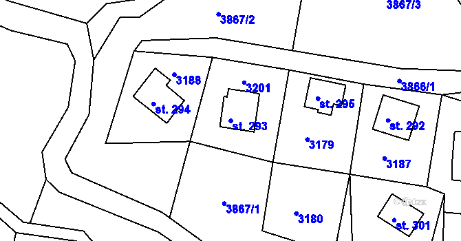 Parcela st. 293 v KÚ Sedloňov, Katastrální mapa