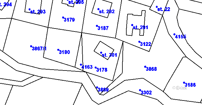 Parcela st. 301 v KÚ Sedloňov, Katastrální mapa
