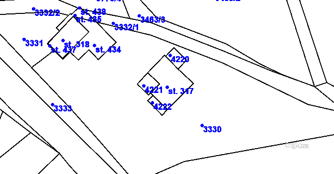 Parcela st. 317 v KÚ Sedloňov, Katastrální mapa