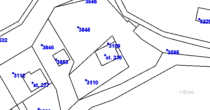 Parcela st. 336 v KÚ Sedloňov, Katastrální mapa