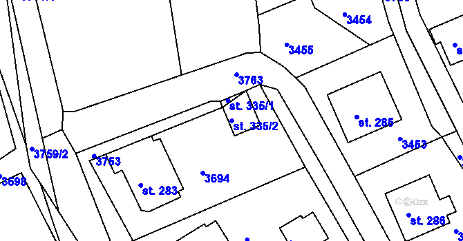 Parcela st. 335/2 v KÚ Sedloňov, Katastrální mapa