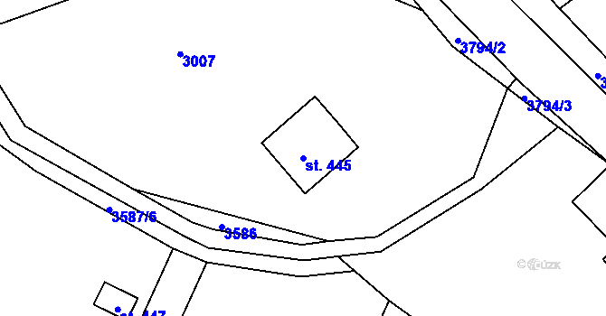 Parcela st. 445 v KÚ Sedloňov, Katastrální mapa