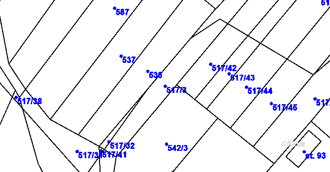 Parcela st. 517/3 v KÚ Sedmpány, Katastrální mapa